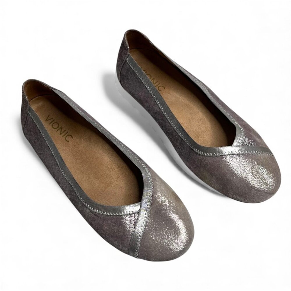 Vionic Caroll Ballet Flats Womens 7 Shimmer Scale Print Slip on Shoes